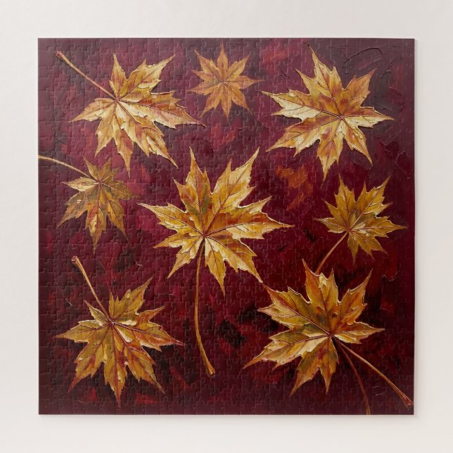 Puzzle Hojas de Arce Doradas Pintura de Otoño (Vertical)