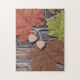 Puzzle Hojas de caída y corazones