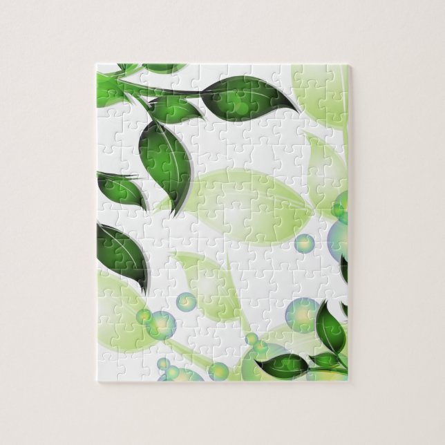 Puzzle Hojas de jardín frescas en blanco (Vertical)