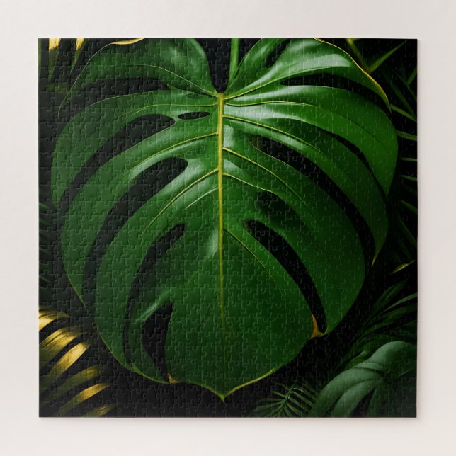 Puzzle Hojas de Monstera Gold Jungle Glamour (Vertical)