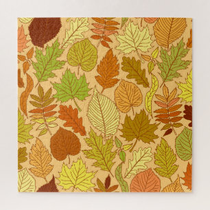 Puzzle Hojas de otoño: impresión de tela sin costura