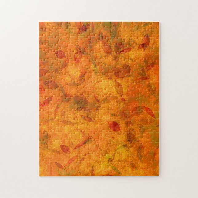 Puzzle Hojas de otoño naranja en la tela (Vertical)