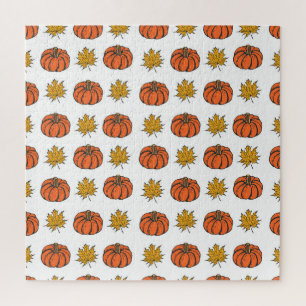 Puzzle Hojas de otoño: Patrón de calabaza dibujada a mano