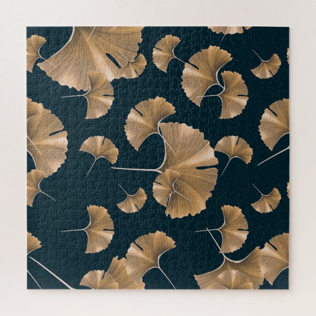 Puzzle Hojas de palma de ginko tropical, patrón hawaiano. (Vertical)