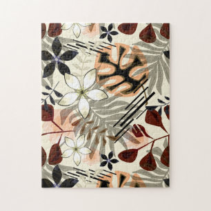 Puzzle Hojas de palma y monstera, tropicales
