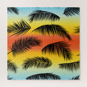 Puzzle Hojas de palmeras: patrón sin costura.