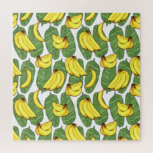 Puzzle Hojas de plátano: Patrón de frutas tropicales (Vertical)