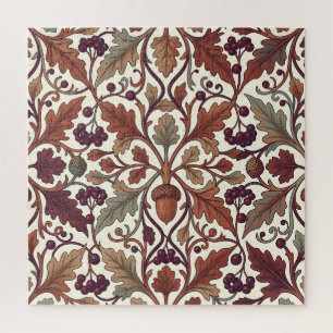 Puzzle Hojas de roble bellotas bayas estilo William Morri