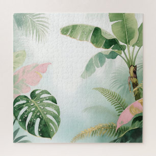 Puzzle Hojas de selva tropical acuarela