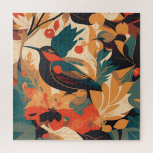 Puzzle Hojas florales de pájaro vintage #2