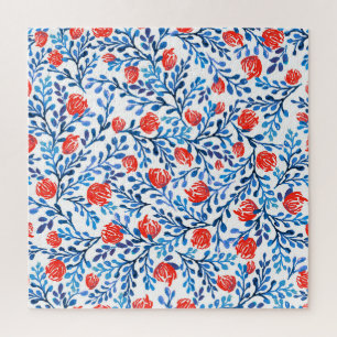 Puzzle Hojas Florales: Patrón de la Naturaleza sin Marea