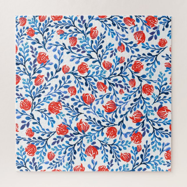 Puzzle Hojas Florales: Patrón de la Naturaleza sin Marea (Vertical)