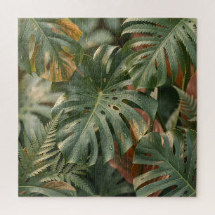 Puzzle Hojas Lujuriosas de Monstera Helechos Selva Tropic