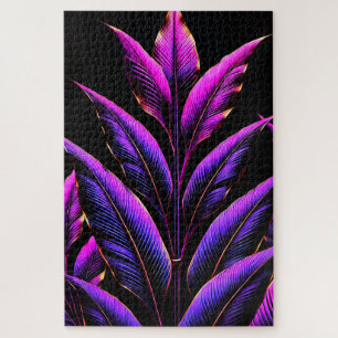 Puzzle Hojas moradas y rosas