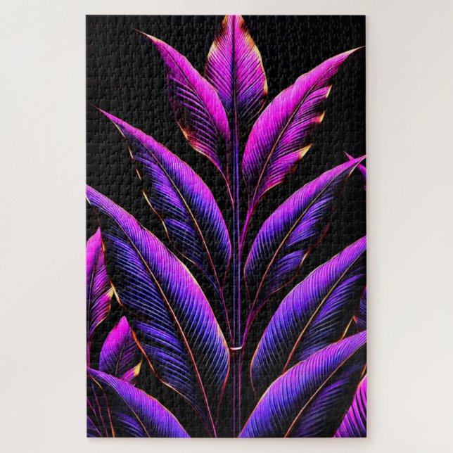 Puzzle Hojas moradas y rosas (Vertical)