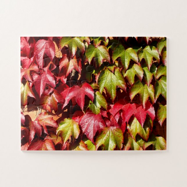 Puzzle Hojas rojas y verdes naturales (Horizontal)