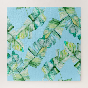 Puzzle Hojas tropicales acuarelas, ilustracion sin costur
