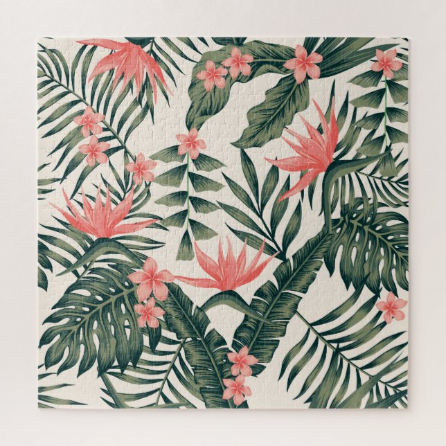 Puzzle Hojas tropicales, alegres tapices de playa. (Vertical)