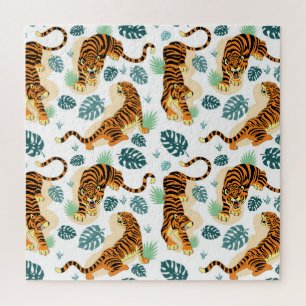 Puzzle Hojas tropicales de los Tigres: Ilustracion de épo