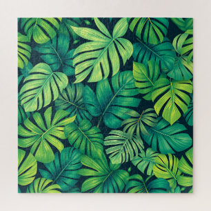 Puzzle Hojas Tropicales de Monstera Patrón de Jungla