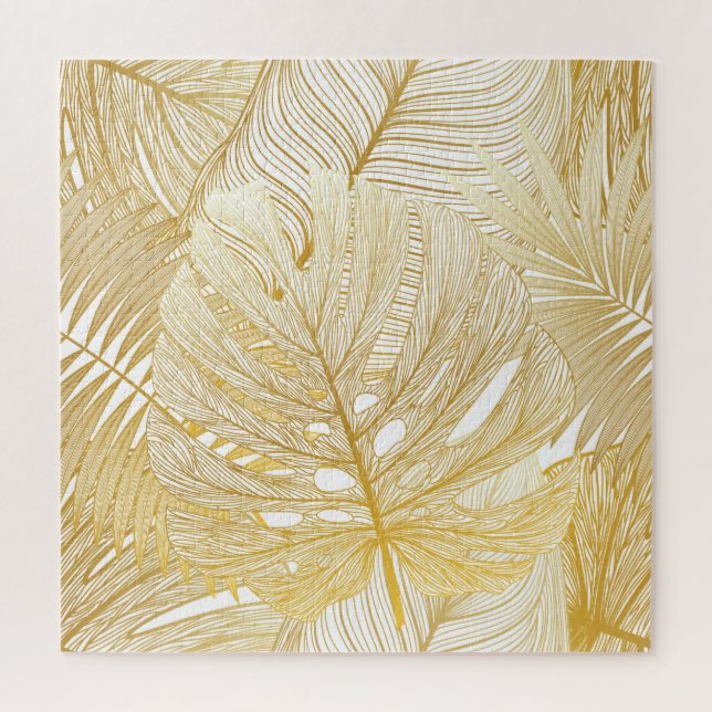 Puzzle Hojas tropicales de palma: patrón vintage. (Vertical)