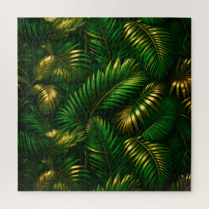 Puzzle Hojas Tropicales Doradas Jungla Lujo
