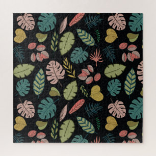 Puzzle Hojas tropicales: Floral veraniega vintage