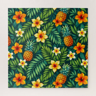 Puzzle Hojas tropicales y patrón de piña