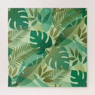 Puzzle Hojas verdes aireadas de follaje tropical