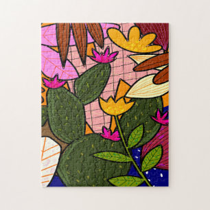 Puzzle Hojas y flores tropicales abstractas