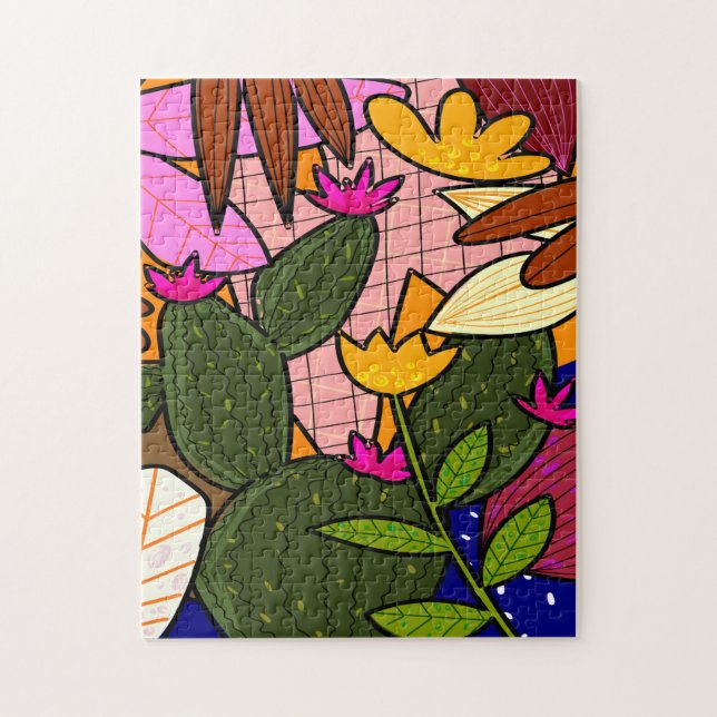 Puzzle Hojas y flores tropicales abstractas  (Vertical)