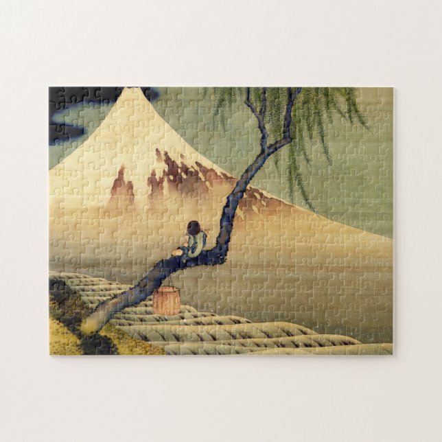 Puzzle Hokusai Boy viendo la cosecha japonesa del Monte F (Horizontal)