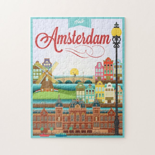 Puzzle Hola Amsterdam Holland Travel (Vertical)