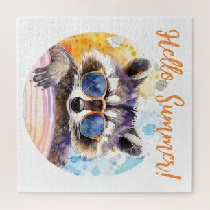 Puzzle Hola Raccoon de verano en gafas de sol Color de ag