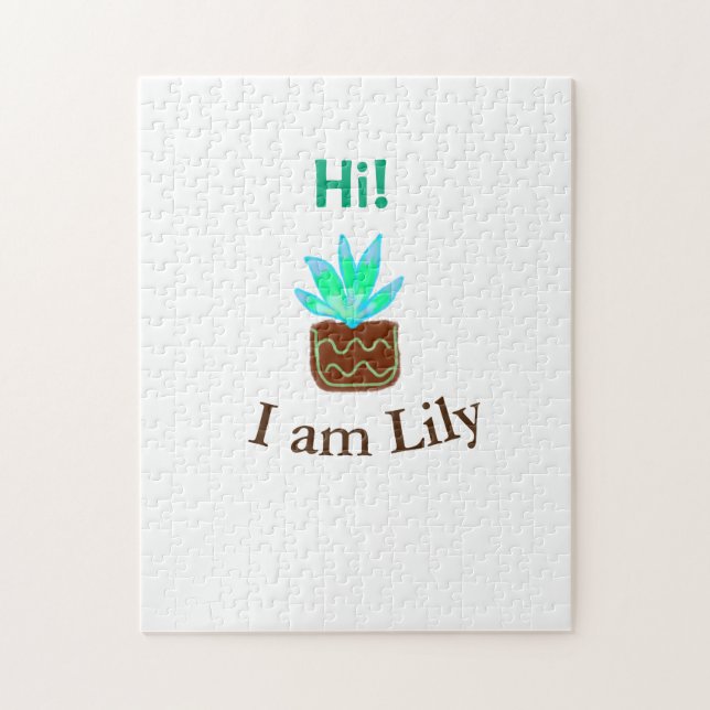 Puzzle Hola soy Lily cactus succulum añadir nombre acuare (Vertical)