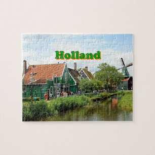 Puzzle Holanda: Aldea holandesa del molino de viento