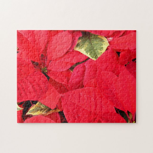 Puzzle Holly Point Poinsettias Navidades Holiday Floral (Horizontal)