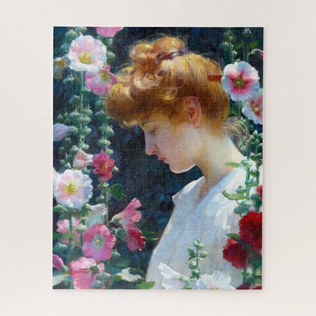 Puzzle Hollyhocks y el arte de la Curran solar (Vertical)