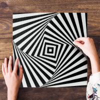 Holográfica de ilusión geométrica en blanco y negr