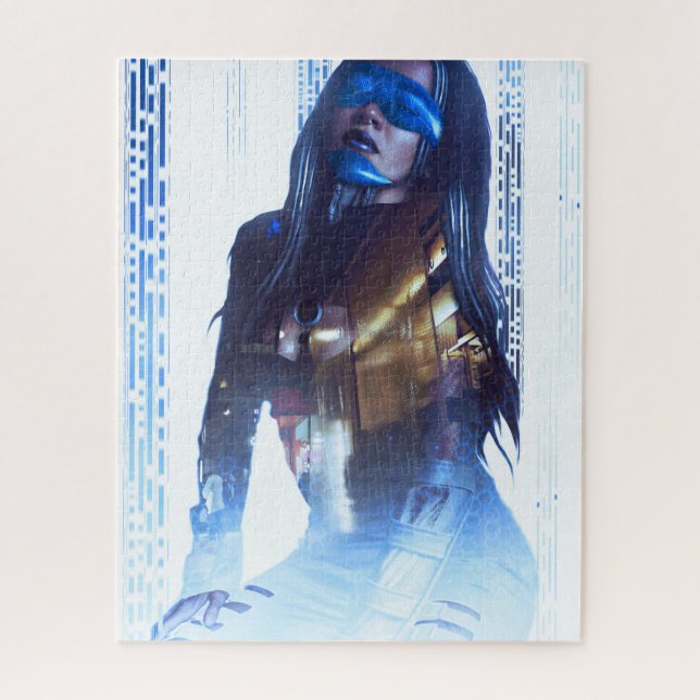 Puzzle Holograma neo del androide del Cyberpunk (Vertical)