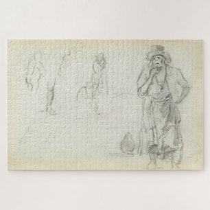 Puzzle Hombre con la mano en la barbilla, bocetos de homb