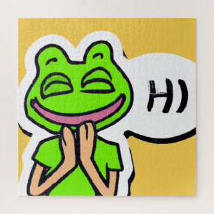 Puzzle Hombre con Rana sonriente cabeza en arte de IA ama