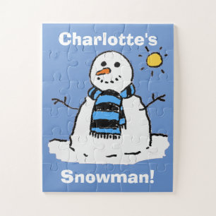 Puzzle Hombre de nieve divertido en un entorno invernal