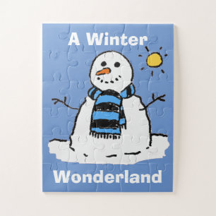 Puzzle Hombre de nieve divertido en un entorno invernal