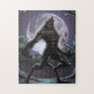 Puzzle Hombre lobo que grita en la luna