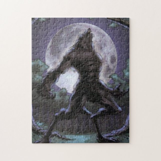 Puzzle Hombre lobo que grita en la luna (Vertical)