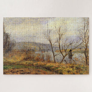 Puzzle Hombre pescando junto al Oise - Camille Pissarro