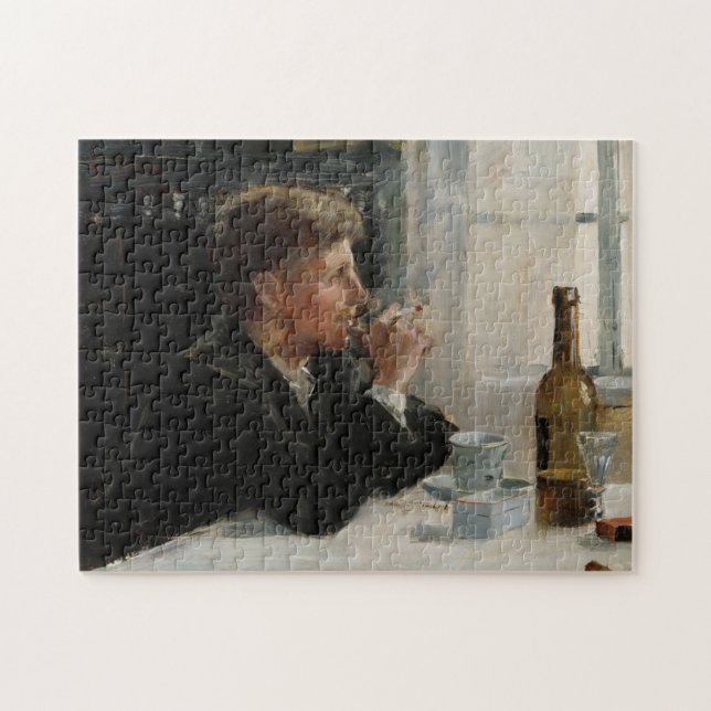 Puzzle Hombre sentado perdido en la mesa (Horizontal)
