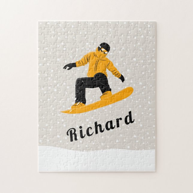 Puzzle Hombre Snowboard Nombre personalizado Deporte de i (Vertical)