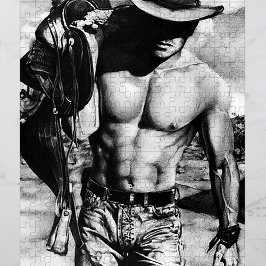 Puzzle Hombre Vaquero Sexy Original Dibujado A Mano Para